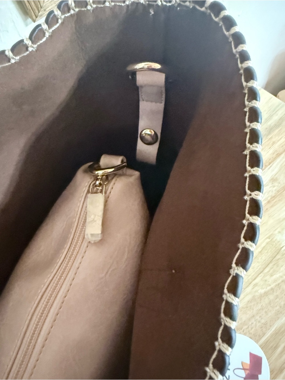 Vegan purse Two-Tone Pastel Tote Bag - Mint & Blush - Picture 12 of 13